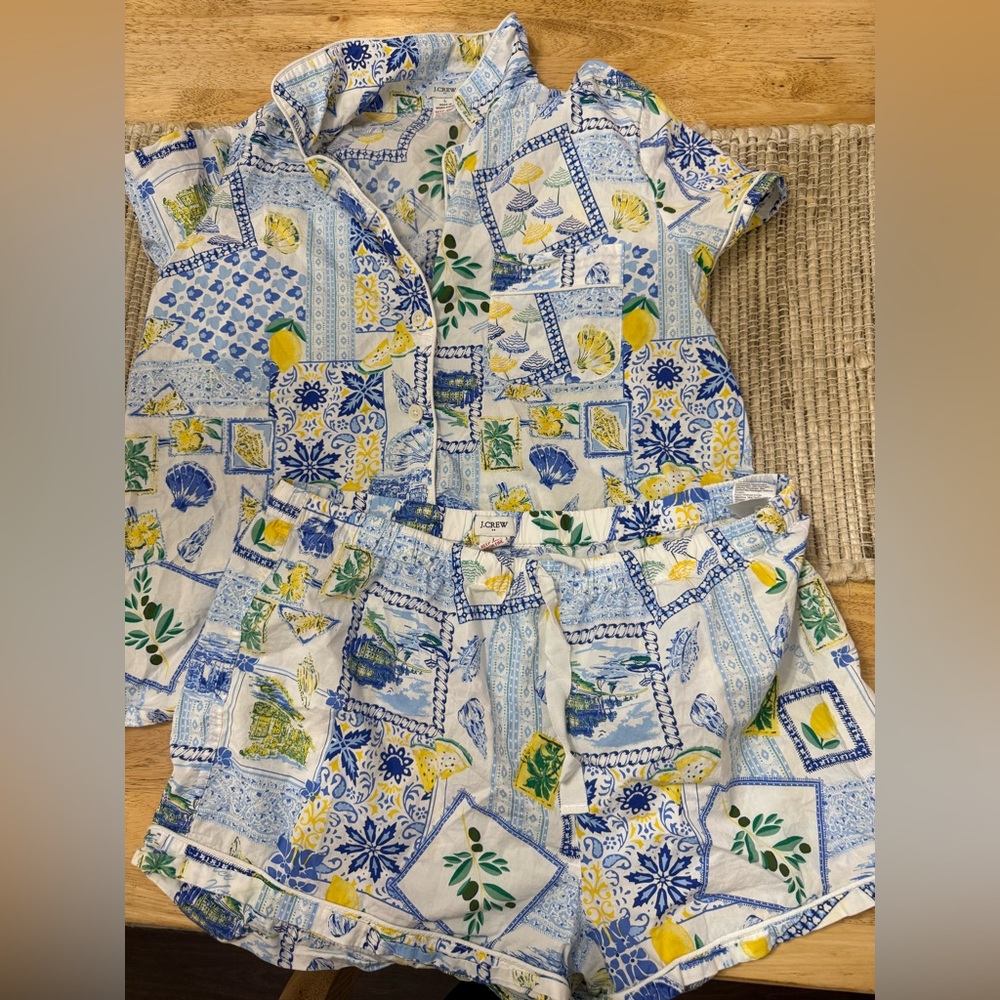 J.Crew Factory Women’s lemon print Short Pajama Set Size: large - Picture 4 of 6